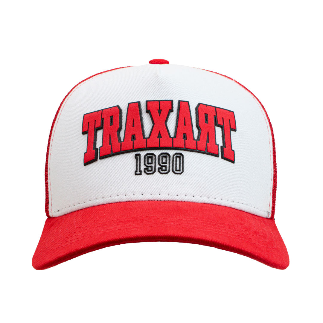 Boné Traxart Aba Curva Branco e Vermelho