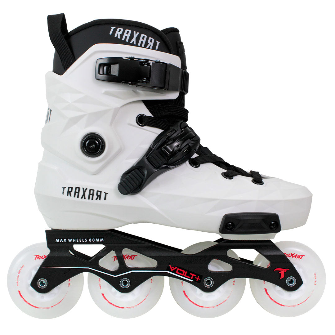 Patins Custom Branco + Base Volt + Rodas Multicolor 76mm