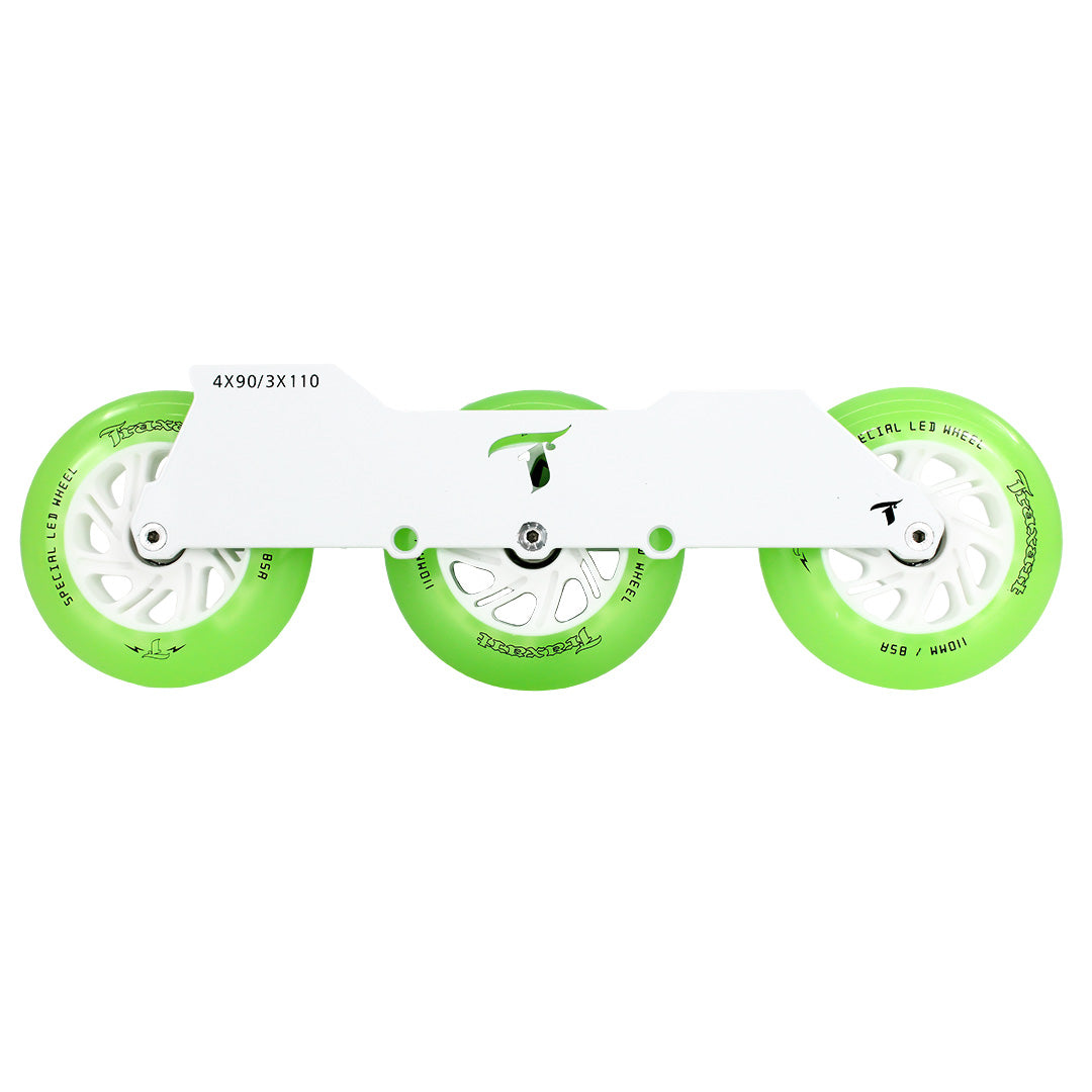 Base Solid Híbrida Branca + 2 jogos de Rodas LED Special 110mm - Verde