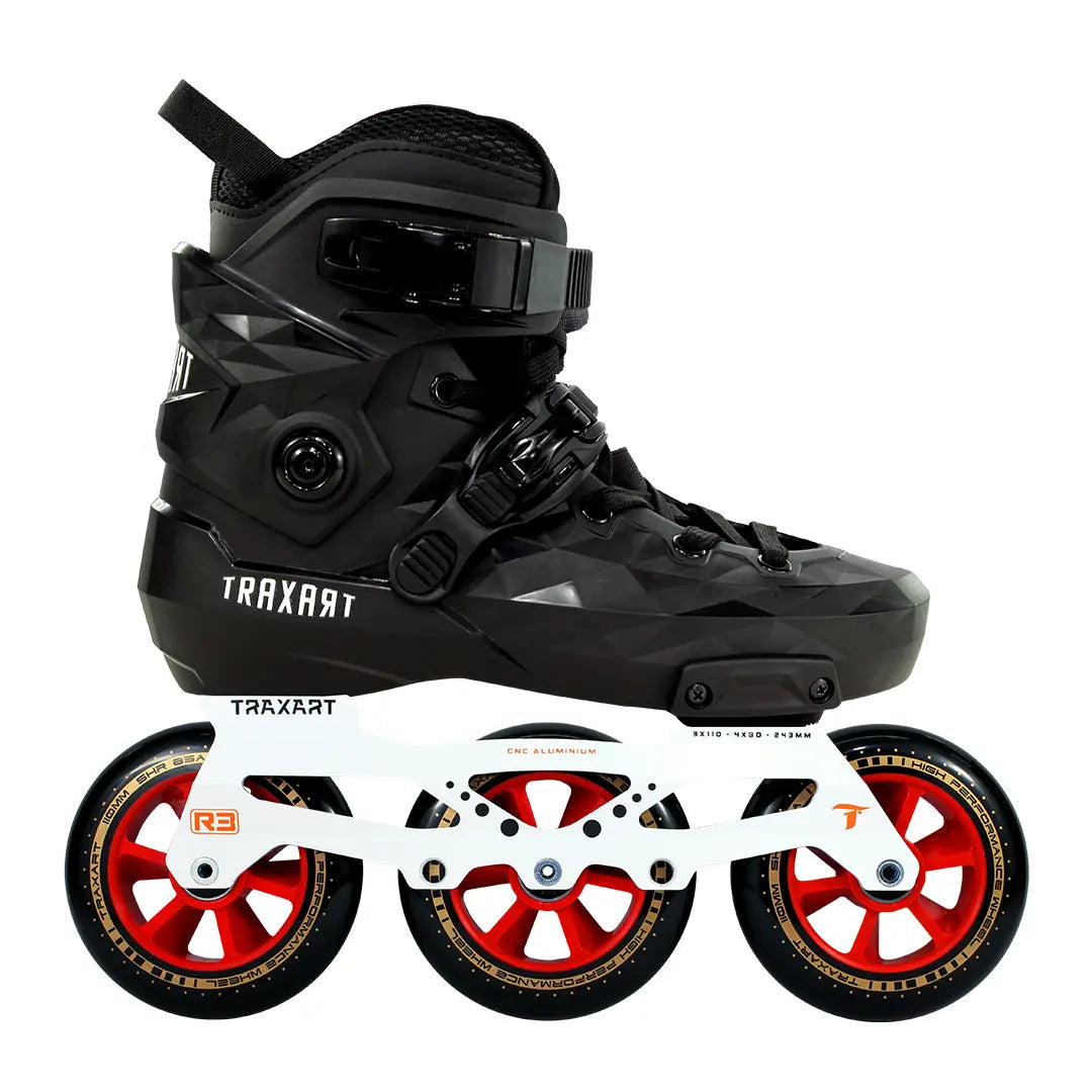 Patins Custom + Base Híbrida Branca + Rodas High Performance 110mm/85A