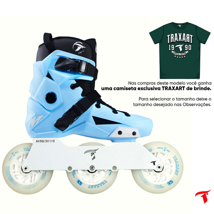 Patins Revolt Azul Claro + Base Solid + Rodas LED 110mm