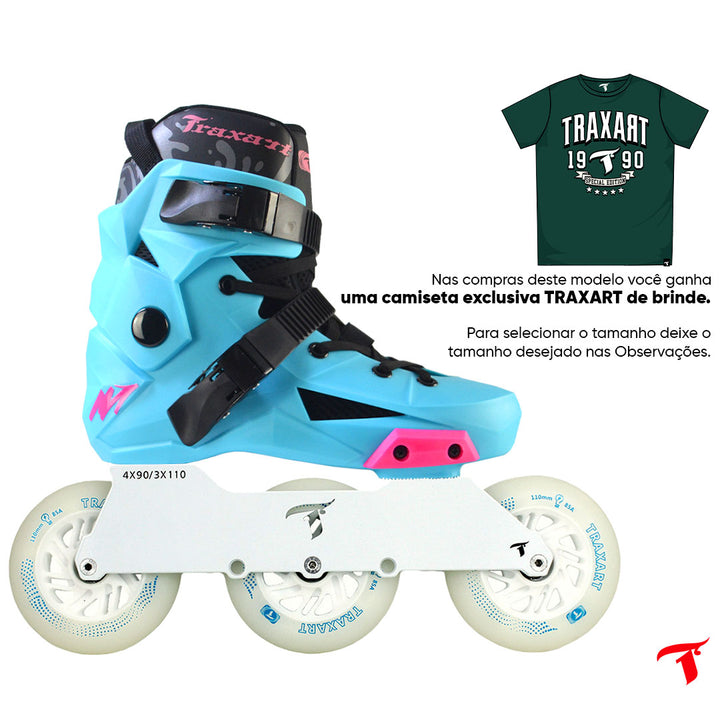 Patins Revolt Azul + Base Solid + Rodas LED 110mm
