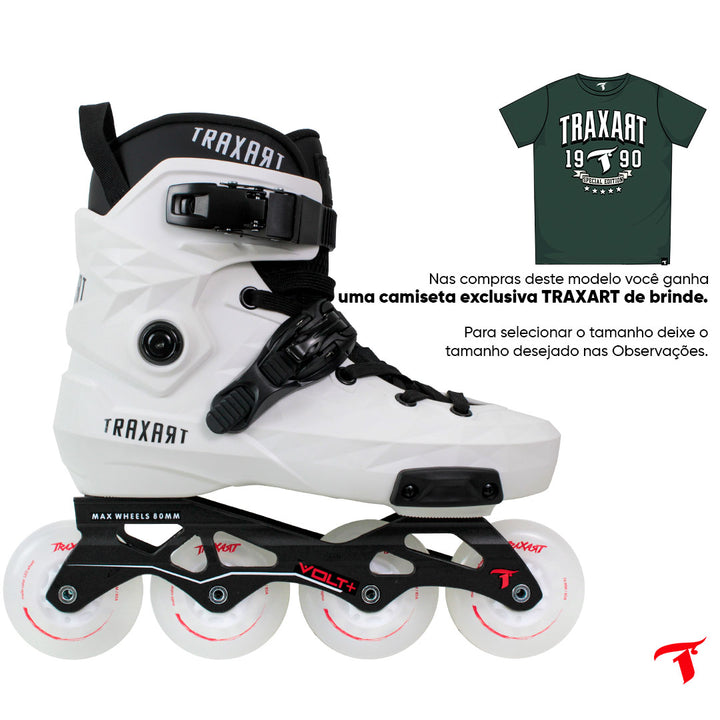 Patins Custom Branco + Base Volt + Rodas Multicolor 76mm