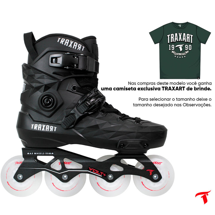 Patins Custom Preto + Base Volt + Rodas Multicolor 76mm