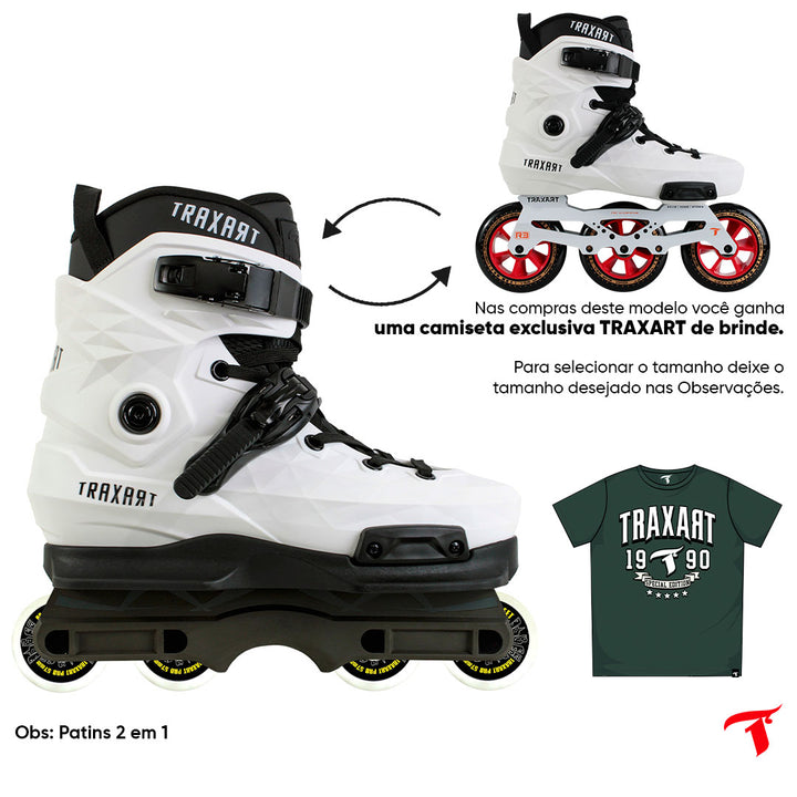 Patins Custom Branco 2 em 1 - Street ou Freestyle