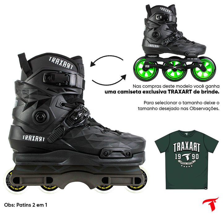 Patins Custom Preto 2 em 1 - Street ou Freestyle
