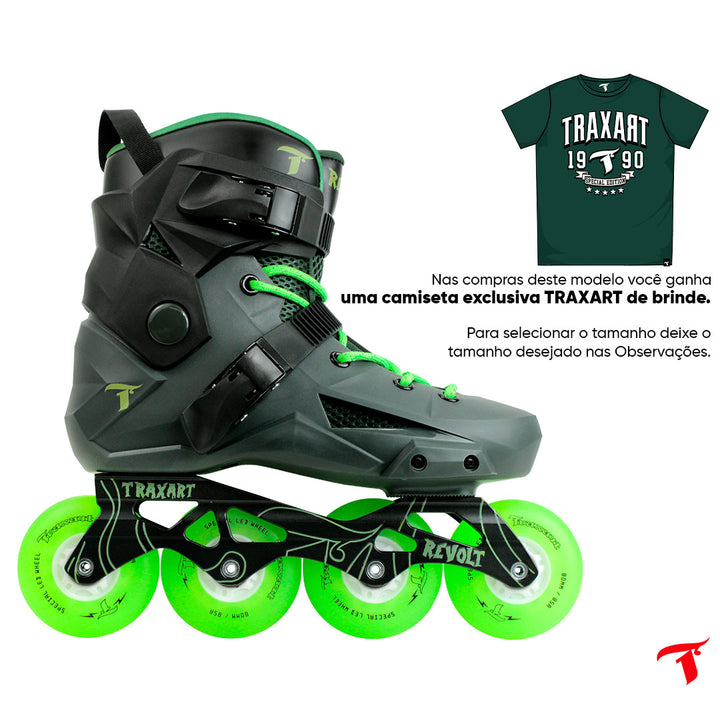 Patins Revolt Verde com Rodas de LED Verde 80mm/85A