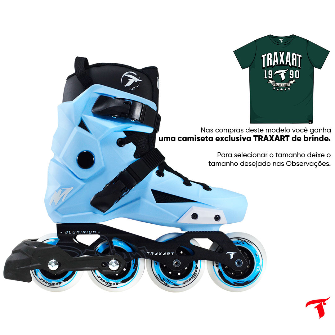 Patins Revolt Azul Claro com Freio - 80mm ABEC-9
