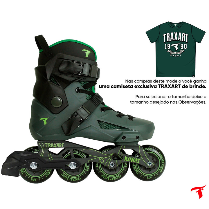 Patins Revolt Verde com Freio - 80mm ABEC-9