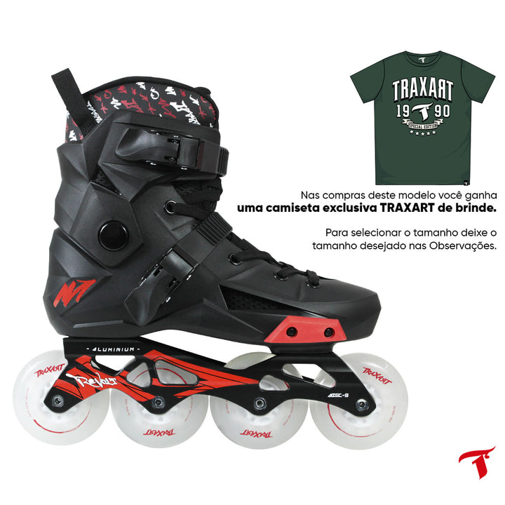 Patins Revolt Preto com Rodas LED Multicolor 80mm/85A
