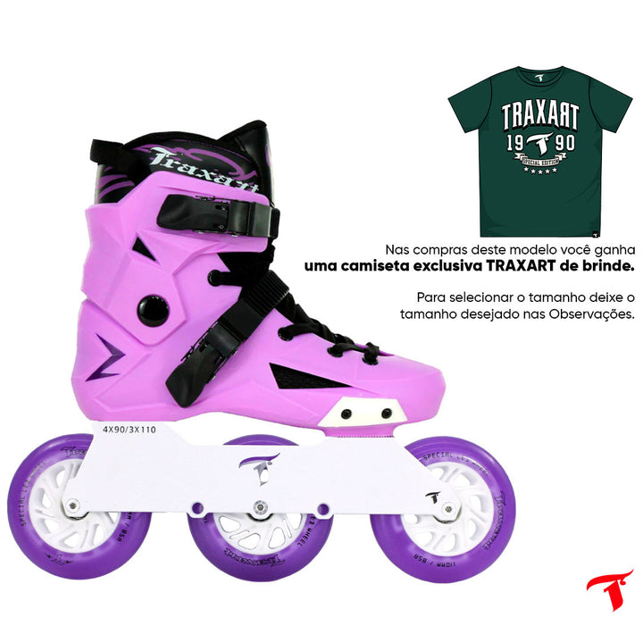 Patins Revolt Lilás + Base Solid + Rodas LED Special Lilás 110mm