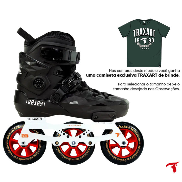 Patins Custom + Base Híbrida Branca + Rodas High Performance 110mm/85A