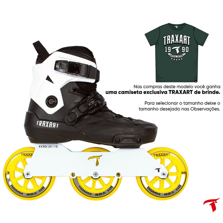 Patins Custom + Cuff Branco + Base Solid + Rodas Revolt R3 110mm