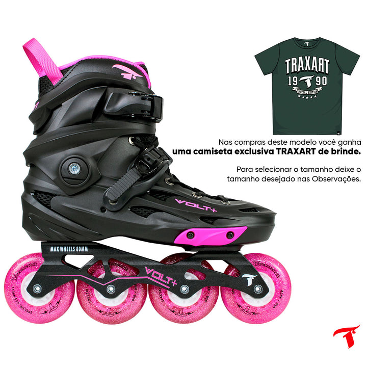 Patins Volt + 2.0 Rosa + Roda de LED Pink 80mm/85A