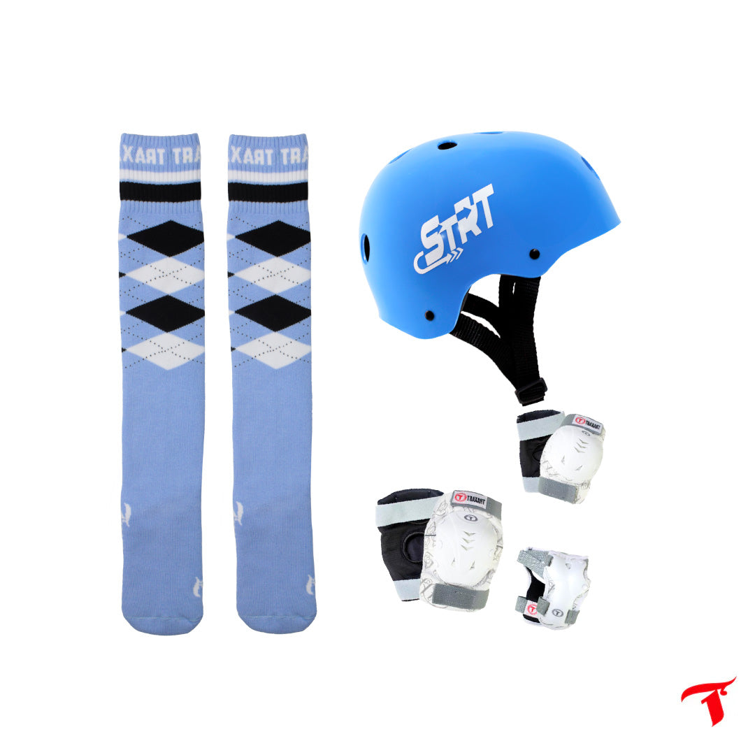 Kit Protetor + Meia Inline Azul
