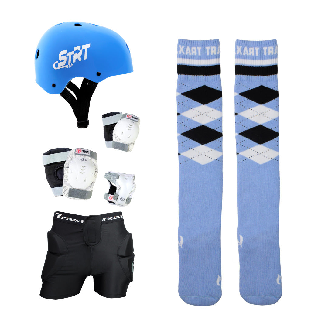 Kit Protetores + Meia inline Azul
