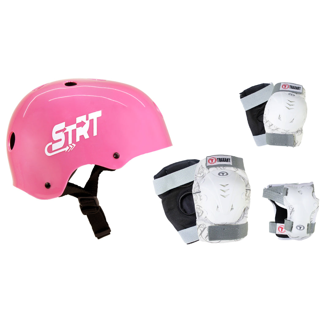 Kit Capacete STRT Rose + Proteção DK-619