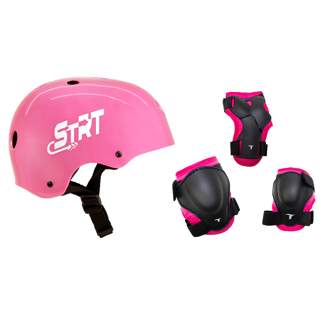 Kit Capacete STRT Rose + Proteção Infantil DY-144