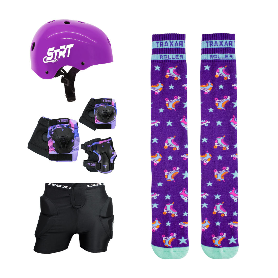 Kit Protetores + Meia Inline Roxa