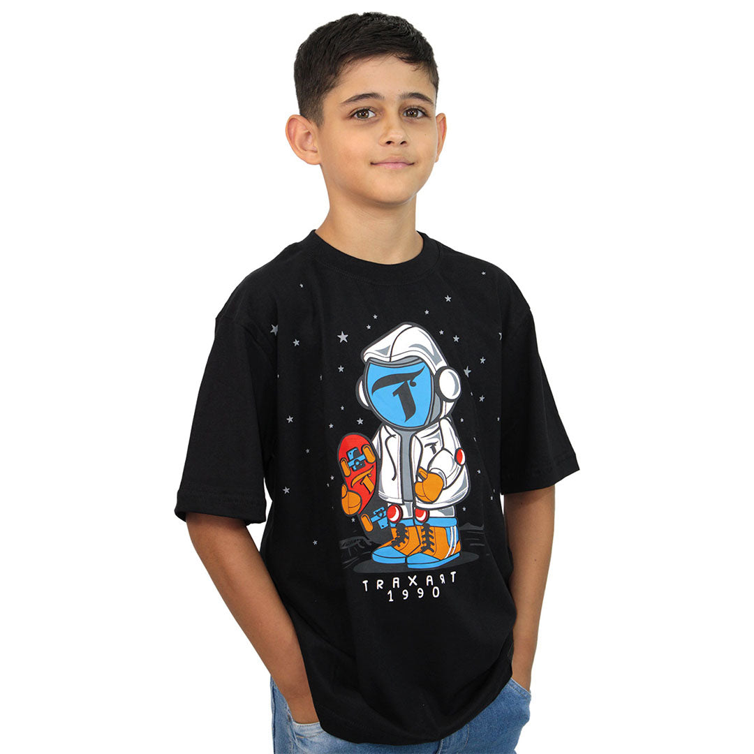 Camiseta Traxart Juvenil Astronauta - Preta