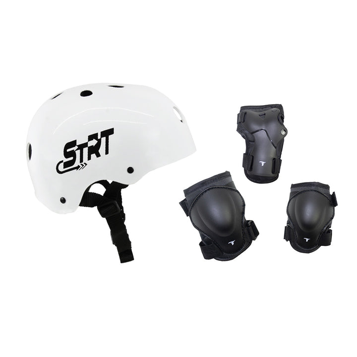 Kit Capacete STRT Branco + Proteção Infantil DY-144