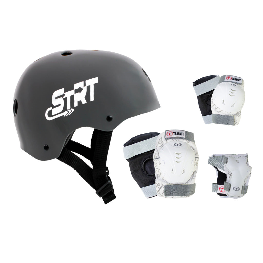 Kit Capacete STRT Cinza + Proteção DK-619