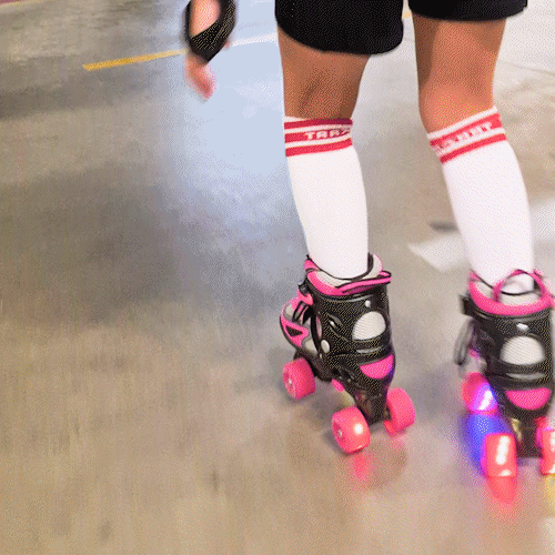 Patins Infantil Flash Rosa com Rodas de LED - 54mm ABEC-7