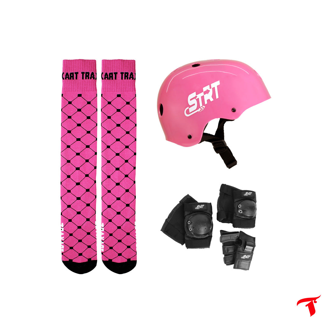 Kit Protetor + Meia Inline Rosa