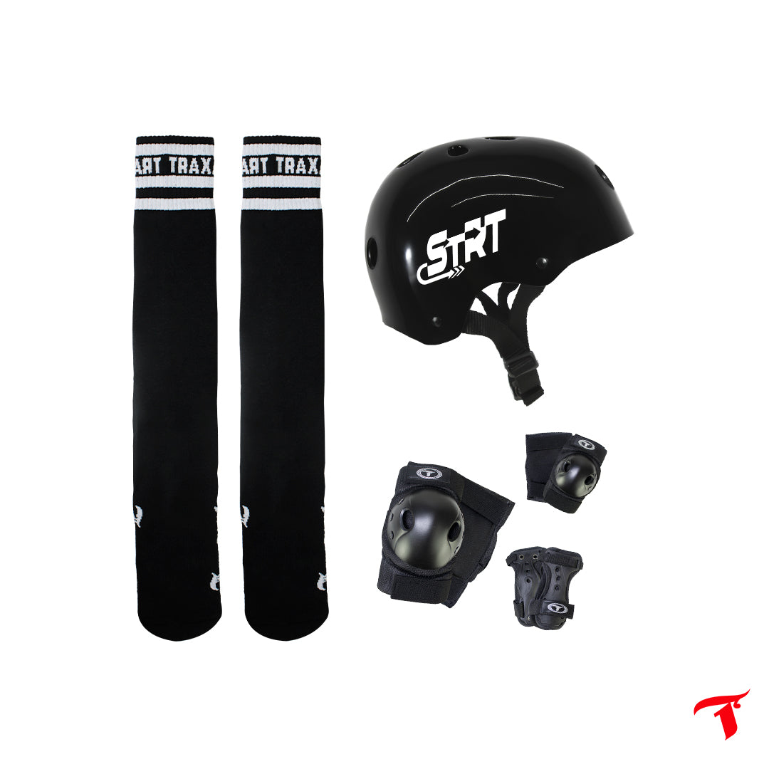 Kit Protetor + Meia Inline Preta
