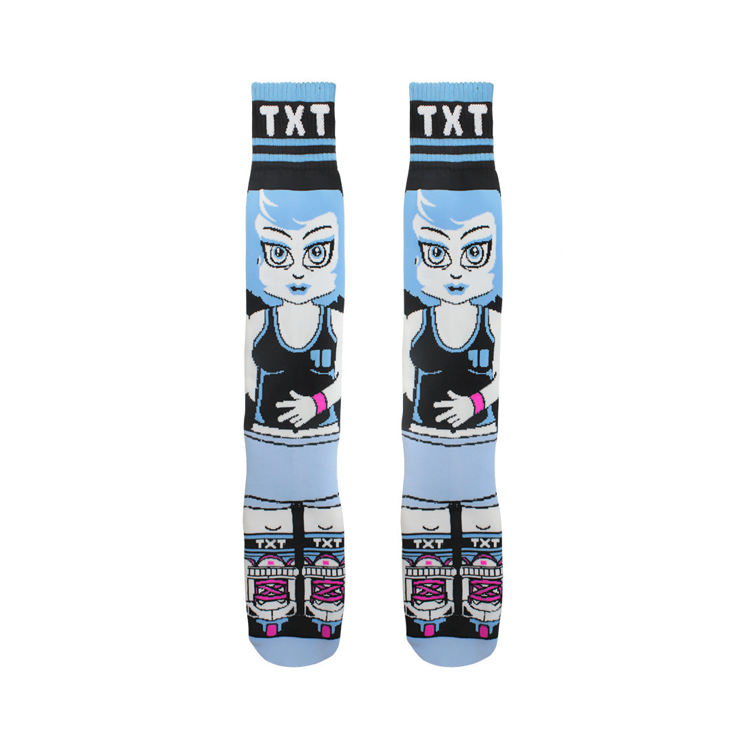 Meia Inline Desenhada Patinadora Azul DZ-077