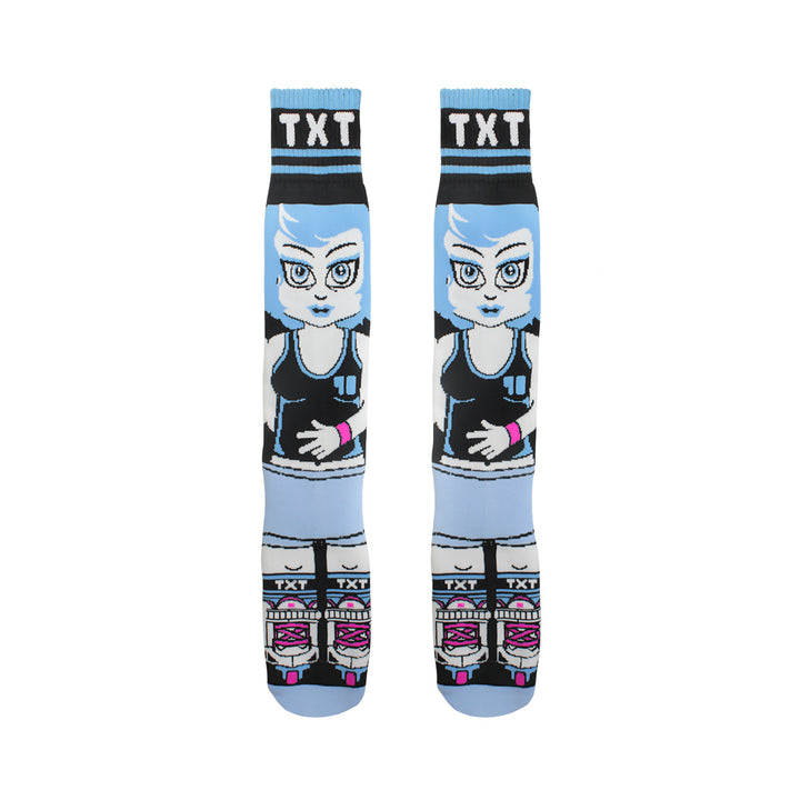 Meia Inline Desenhada Patinadora Azul DZ-077