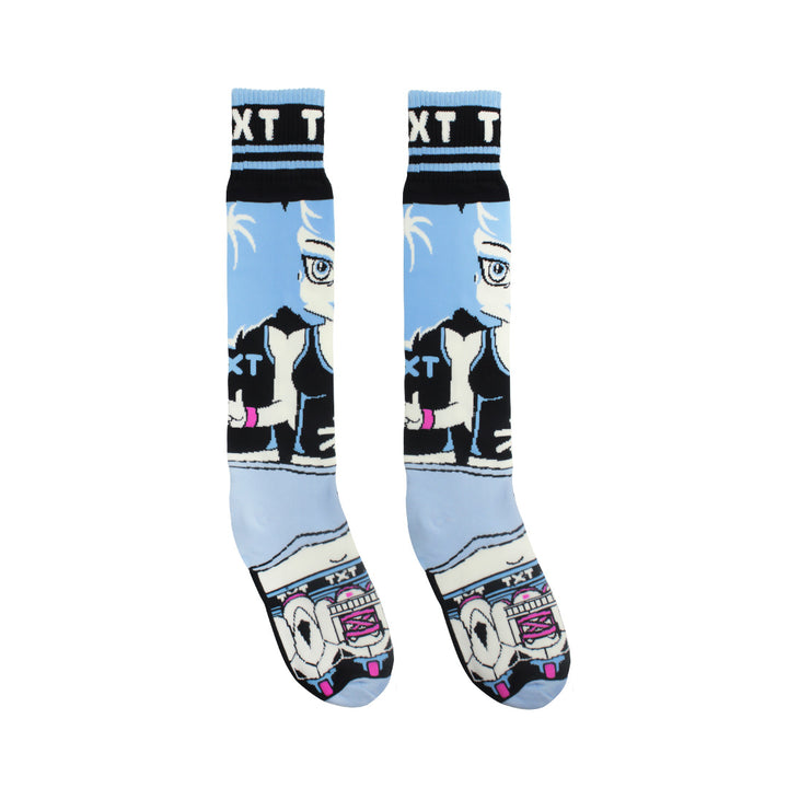 Meia Inline Desenhada Patinadora Azul DZ-077