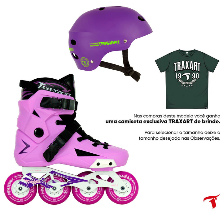 Patins Revolt Lilás + Capacete Future Roxo