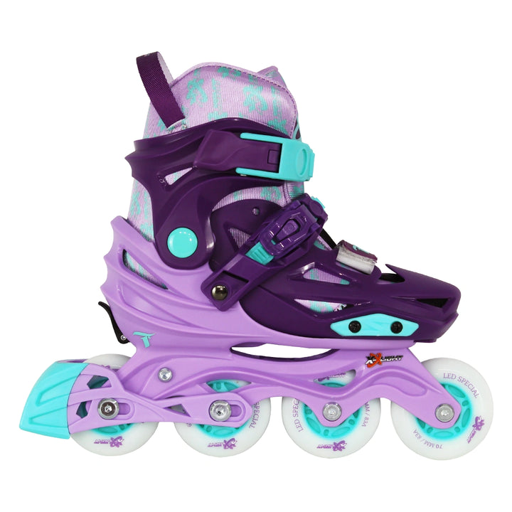 Patins Infantil X-light Roxo com Rodas de LED - 68/70mm ou 70/72mm ABEC-9