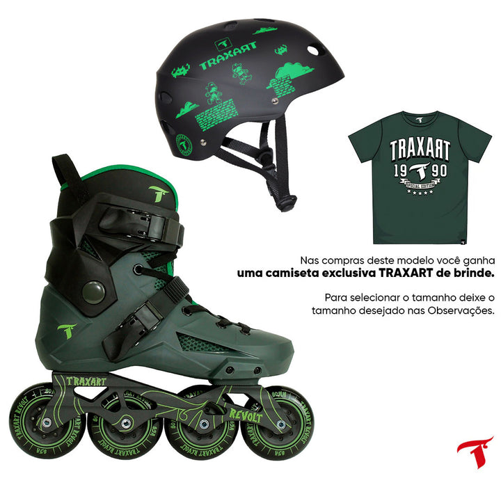 Patins Revolt Verde + Capacete Load Game