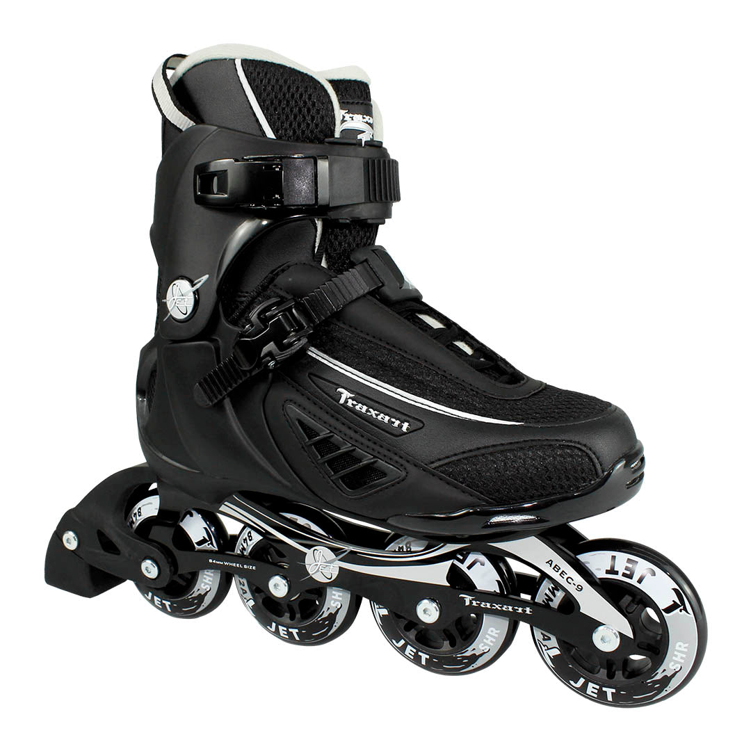 Patins Inline Fitness Jet Preto - 84mm/82A ABEC-9 Cromo
