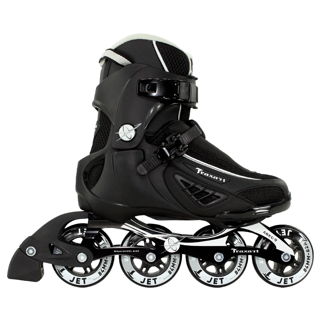 Patins Inline Fitness Jet Preto - 84mm/82A ABEC-9 Cromo