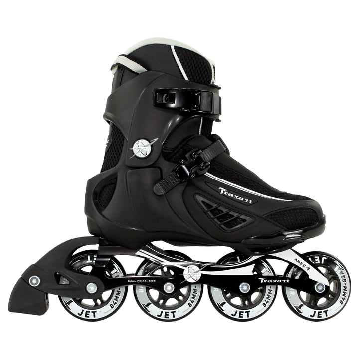 Patins Inline Fitness Jet Preto - 84mm/82A ABEC-9 Cromo