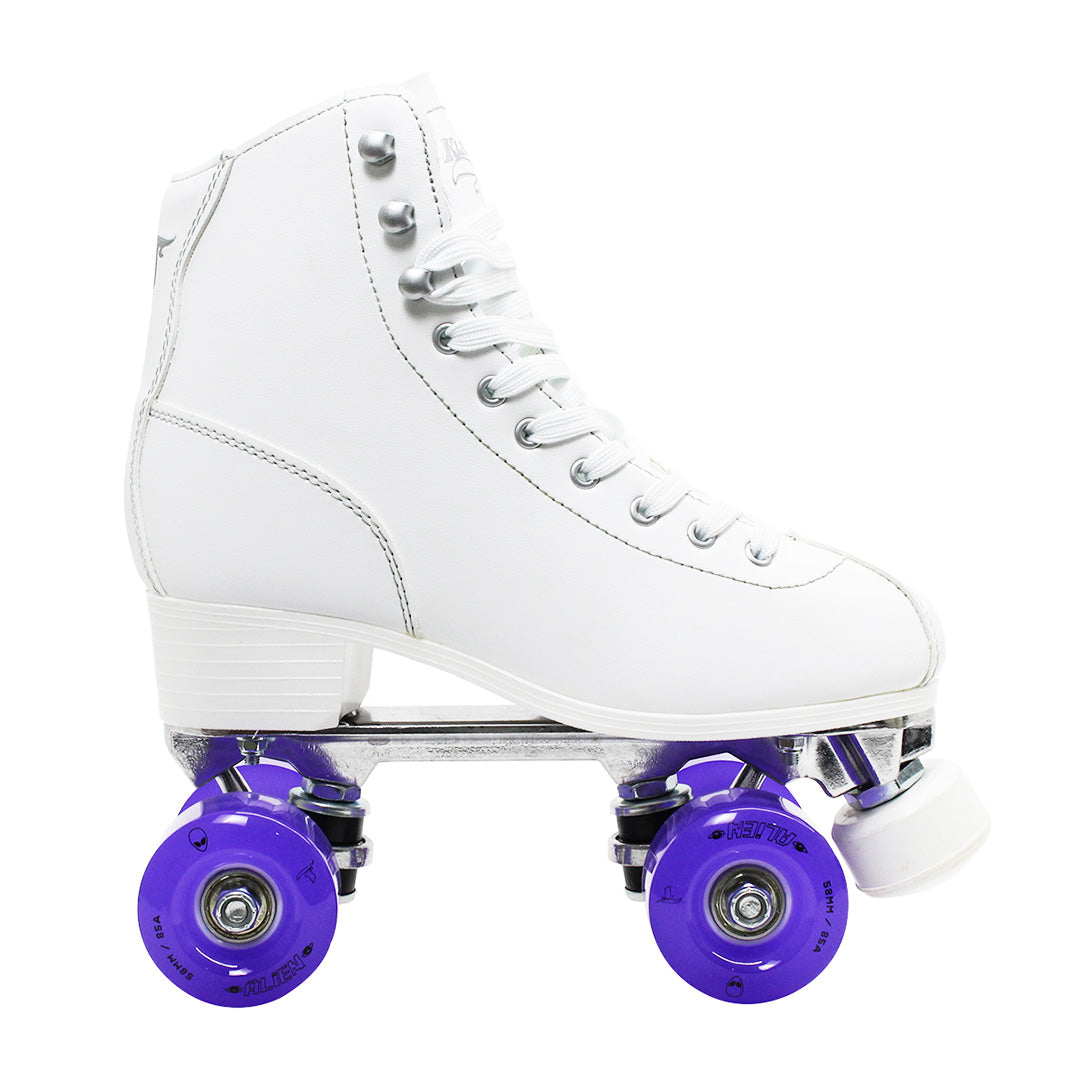 Patins Klassic Branco + Rodas LED Roxo