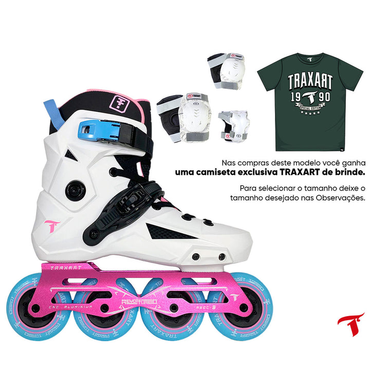 Patins Revolt Turbo Branco + Protetor DK-619
