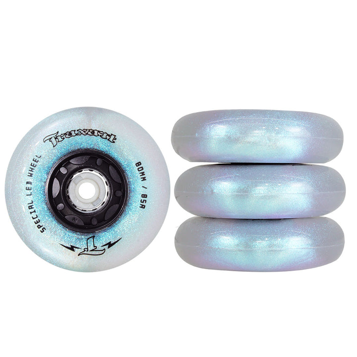 Jogo de Rodas Glitter LED Special Azul Holográfica 80mm/85A