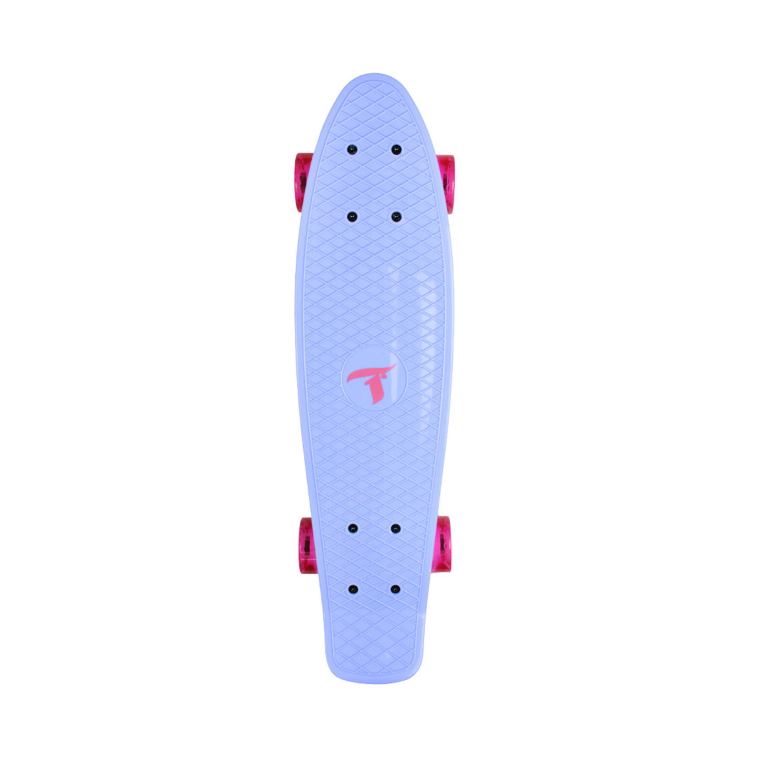 Skate Mini Cruiser Plástico Azul Com Rodas de Led