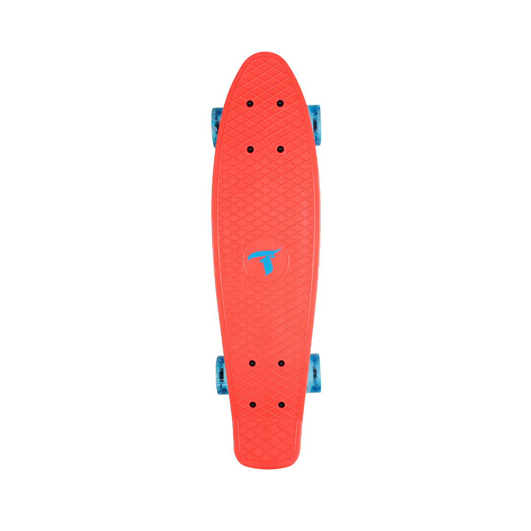 Skate Mini Cruiser Plástico Laranja Com Rodas de Led