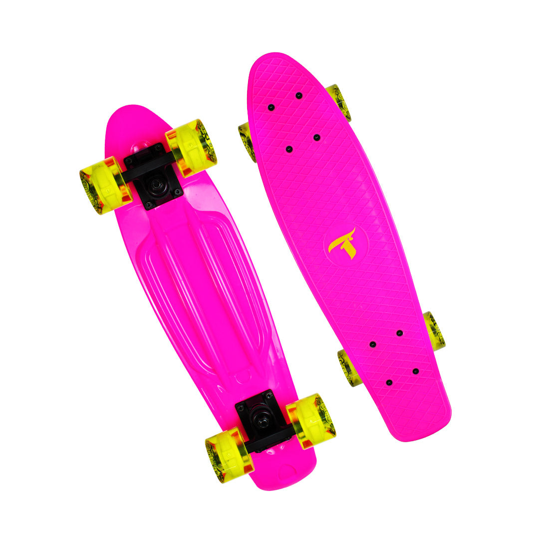 Skate Mini Cruiser Plástico Pink Com Rodas de Led