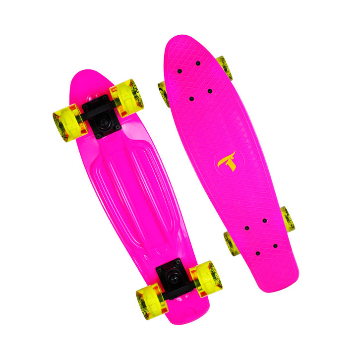 Skate Mini Cruiser Plástico Pink Com Rodas de Led
