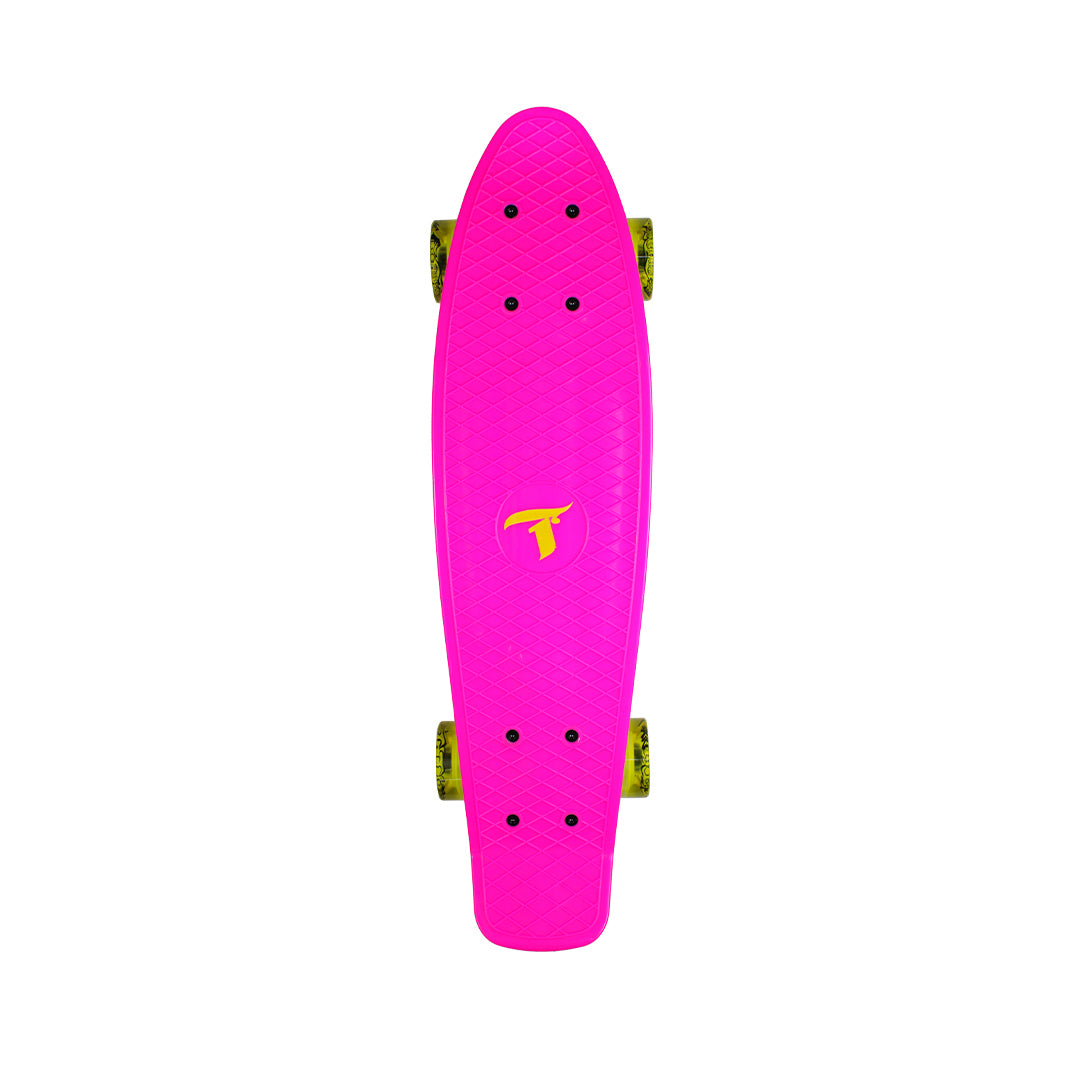 Skate Mini Cruiser Plástico Pink Com Rodas de Led