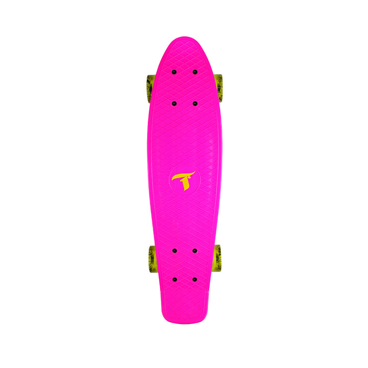Skate Mini Cruiser Plástico Pink Com Rodas de Led