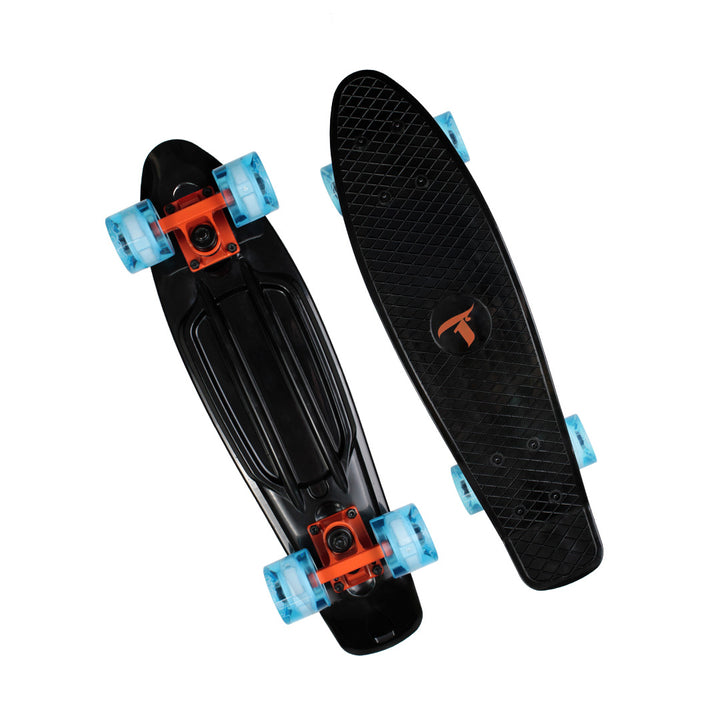Skate Mini Cruiser Plástico Preto Com Rodas de Led