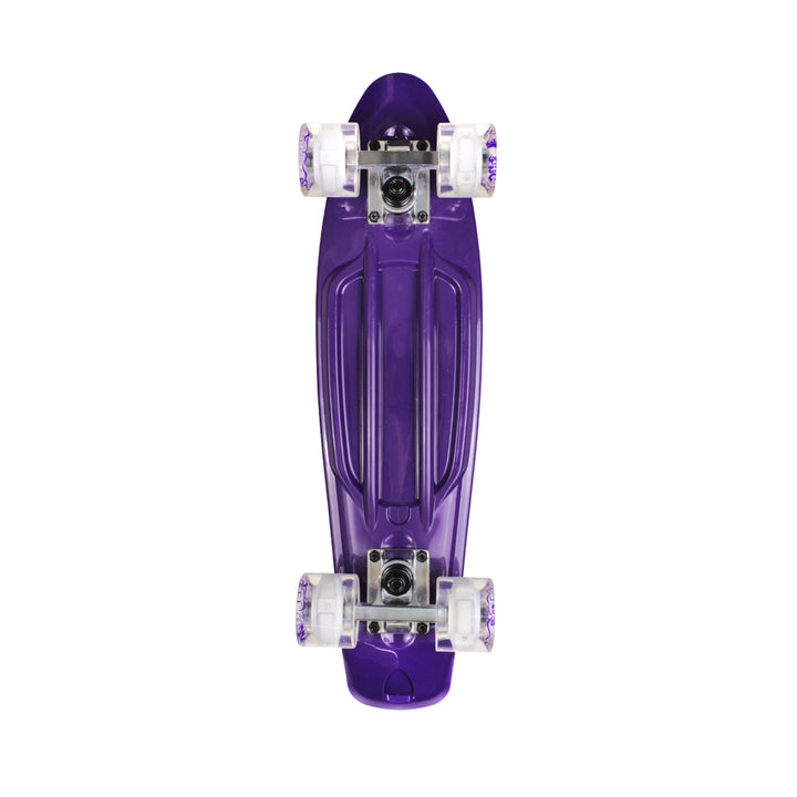 Skate Mini Cruiser Plástico Roxo Com Rodas de Led