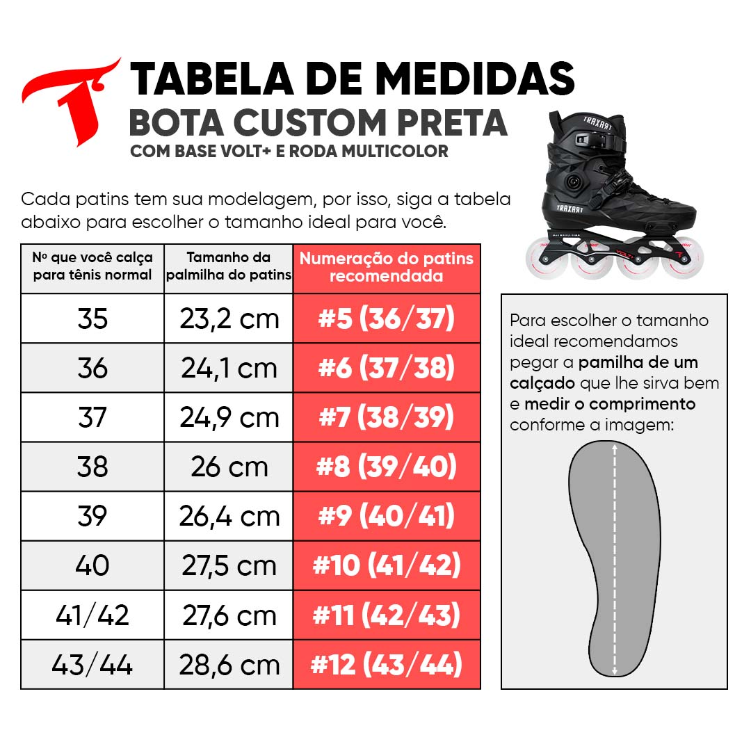 Patins Custom Preto + Base Volt + Rodas Multicolor 76mm
